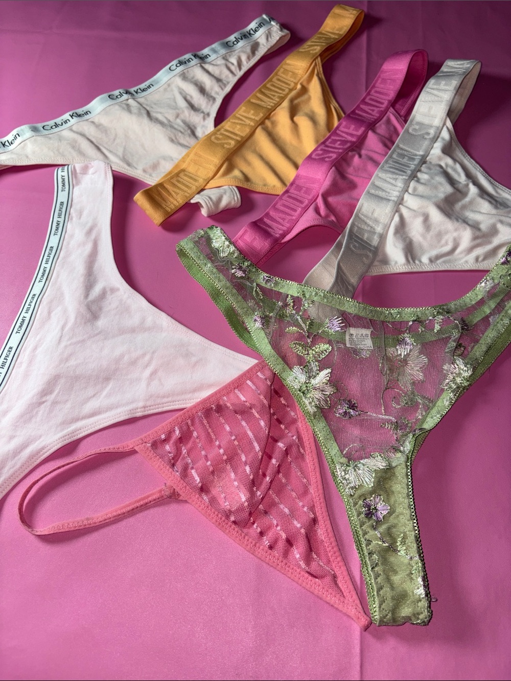 Mixed Thong Panty Lot - Pink, White, Yellow, Green 7️⃣